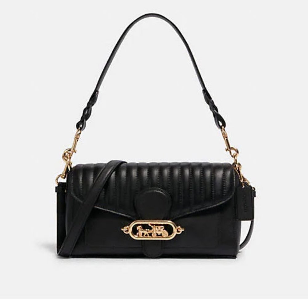 Coach Jade Shoulder Bag with Black Leather Linear Quilting NWT
